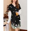 imageEkouaer Nightgowns for Women Short Sleeve Night Gown Pleated Sleepshirt V Neck Nightshirt Soft Sleepdress with PocketsBlack Butterfly