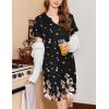 imageEkouaer Nightgowns for Women Short Sleeve Night Gown Pleated Sleepshirt V Neck Nightshirt Soft Sleepdress with PocketsBlack Floral