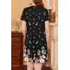 imageEkouaer Nightgowns for Women Short Sleeve Night Gown Pleated Sleepshirt V Neck Nightshirt Soft Sleepdress with PocketsBlack Floral