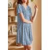 imageEkouaer Nightgowns for Women Short Sleeve Night Gown Pleated Sleepshirt V Neck Nightshirt Soft Sleepdress with PocketsBlue Floral