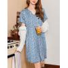 imageEkouaer Nightgowns for Women Short Sleeve Night Gown Pleated Sleepshirt V Neck Nightshirt Soft Sleepdress with PocketsBlue Floral