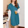 imageEkouaer Nightgowns for Women Short Sleeve Night Gown Pleated Sleepshirt V Neck Nightshirt Soft Sleepdress with PocketsBlue Green