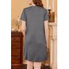 imageEkouaer Nightgowns for Women Short Sleeve Night Gown Pleated Sleepshirt V Neck Nightshirt Soft Sleepdress with PocketsDark Grey