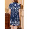 imageEkouaer Nightgowns for Women Short Sleeve Night Gown Pleated Sleepshirt V Neck Nightshirt Soft Sleepdress with PocketsEvening Blue Vines