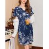 imageEkouaer Nightgowns for Women Short Sleeve Night Gown Pleated Sleepshirt V Neck Nightshirt Soft Sleepdress with PocketsEvening Blue Vines