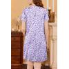 imageEkouaer Nightgowns for Women Short Sleeve Night Gown Pleated Sleepshirt V Neck Nightshirt Soft Sleepdress with PocketsFloral Purple