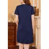 imageEkouaer Nightgowns for Women Short Sleeve Night Gown Pleated Sleepshirt V Neck Nightshirt Soft Sleepdress with PocketsNavy Blue
