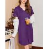 imageEkouaer Nightgowns for Women Short Sleeve Night Gown Pleated Sleepshirt V Neck Nightshirt Soft Sleepdress with PocketsPurple