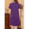 imageEkouaer Nightgowns for Women Short Sleeve Night Gown Pleated Sleepshirt V Neck Nightshirt Soft Sleepdress with PocketsPurple