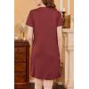 imageEkouaer Nightgowns for Women Short Sleeve Night Gown Pleated Sleepshirt V Neck Nightshirt Soft Sleepdress with PocketsWine Red