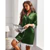 imageEkouaer Satin Nightgowns for Women Button Down Sleepshirt 34 Sleeve Nightshirts Boyfriend SleepwearArmy Green