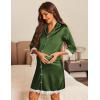 imageEkouaer Satin Nightgowns for Women Button Down Sleepshirt 34 Sleeve Nightshirts Boyfriend SleepwearArmy Green