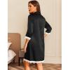 imageEkouaer Satin Nightgowns for Women Button Down Sleepshirt 34 Sleeve Nightshirts Boyfriend SleepwearBlack