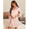 imageEkouaer Satin Nightgowns for Women Button Down Sleepshirt 34 Sleeve Nightshirts Boyfriend SleepwearChampagne