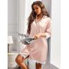 imageEkouaer Satin Nightgowns for Women Button Down Sleepshirt 34 Sleeve Nightshirts Boyfriend SleepwearChampagne