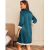 imageEkouaer Satin Nightgowns for Women Button Down Sleepshirt 34 Sleeve Nightshirts Boyfriend SleepwearDark Blue