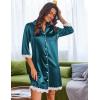 imageEkouaer Satin Nightgowns for Women Button Down Sleepshirt 34 Sleeve Nightshirts Boyfriend SleepwearDark Blue