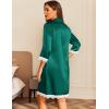 imageEkouaer Satin Nightgowns for Women Button Down Sleepshirt 34 Sleeve Nightshirts Boyfriend SleepwearDark Green