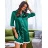 imageEkouaer Satin Nightgowns for Women Button Down Sleepshirt 34 Sleeve Nightshirts Boyfriend SleepwearDark Green