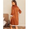 imageEkouaer Satin Nightgowns for Women Button Down Sleepshirt 34 Sleeve Nightshirts Boyfriend SleepwearOrange