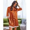 imageEkouaer Satin Nightgowns for Women Button Down Sleepshirt 34 Sleeve Nightshirts Boyfriend SleepwearOrange