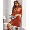 imageEkouaer Satin Nightgowns for Women Button Down Sleepshirt 34 Sleeve Nightshirts Boyfriend SleepwearOrange