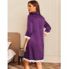 imageEkouaer Satin Nightgowns for Women Button Down Sleepshirt 34 Sleeve Nightshirts Boyfriend SleepwearPurple