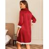 imageEkouaer Satin Nightgowns for Women Button Down Sleepshirt 34 Sleeve Nightshirts Boyfriend SleepwearRed