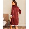 imageEkouaer Satin Nightgowns for Women Button Down Sleepshirt 34 Sleeve Nightshirts Boyfriend SleepwearWine Red