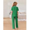 imageEkouaer Women Pajamas Set Button Down Notch Collar Soft Short Sleeve Pjs Set with Long Pant Set Lounge SetBright Green