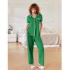 imageEkouaer Women Pajamas Set Button Down Notch Collar Soft Short Sleeve Pjs Set with Long Pant Set Lounge SetBright Green