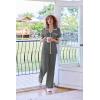 imageEkouaer Women Pajamas Set Button Down Notch Collar Soft Short Sleeve Pjs Set with Long Pant Set Lounge SetDark Gray