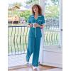 imageEkouaer Women Pajamas Set Button Down Notch Collar Soft Short Sleeve Pjs Set with Long Pant Set Lounge SetGreen