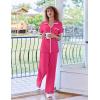 imageEkouaer Women Pajamas Set Button Down Notch Collar Soft Short Sleeve Pjs Set with Long Pant Set Lounge SetPink