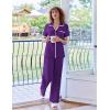 imageEkouaer Women Pajamas Set Button Down Notch Collar Soft Short Sleeve Pjs Set with Long Pant Set Lounge SetPurple