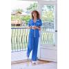 imageEkouaer Women Pajamas Set Button Down Notch Collar Soft Short Sleeve Pjs Set with Long Pant Set Lounge SetRoyal Blue