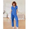 imageEkouaer Women Pajamas Set Button Down Notch Collar Soft Short Sleeve Pjs Set with Long Pant Set Lounge SetRoyal Blue