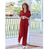 imageEkouaer Women Pajamas Set Button Down Notch Collar Soft Short Sleeve Pjs Set with Long Pant Set Lounge SetWine Red