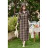 imageEkouaer Womens Cotton Nightgown Long Sleeve Plaid Sleep Shirts Button Down Sleepwear with PocketsBrown Plaid