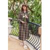 imageEkouaer Womens Cotton Nightgown Long Sleeve Plaid Sleep Shirts Button Down Sleepwear with PocketsBrown Plaid