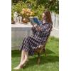 imageEkouaer Womens Cotton Nightgown Long Sleeve Plaid Sleep Shirts Button Down Sleepwear with PocketsPink Black Plaid