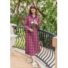 imageEkouaer Womens Cotton Nightgown Long Sleeve Plaid Sleep Shirts Button Down Sleepwear with PocketsPink Brown Plaid