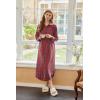 imageEkouaer Womens Cotton Nightgown Long Sleeve Plaid Sleep Shirts Button Down Sleepwear with PocketsRed Tartan Plaid