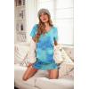 imageEkouaer Womens Nightgown 2 Pack Nightgowns for Women Short Sleeves Button Down V Neck Womens Sleepwear SXXLBlue Greenblue Green Tiedye