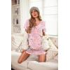 imageEkouaer Womens Nightgown 2 Pack Nightgowns for Women Short Sleeves Button Down V Neck Womens Sleepwear SXXLPurple Starpink Star