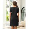 imageEkouaer Womens Nightgown Nightshirts Short Sleeve Sleepwear Round Neck Sleepshirt with Chest PocketBlack