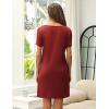 imageEkouaer Womens Nightgown Nightshirts Short Sleeve Sleepwear Round Neck Sleepshirt with Chest PocketWine Red