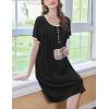 imageEkouaer Womens Nightgown Short Sleeve Sleepshirts Lace Nightshirts Button Down Sleep Dress with Pockets Casual SleepwearBlack