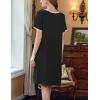 imageEkouaer Womens Nightgown Short Sleeve Sleepshirts Lace Nightshirts Button Down Sleep Dress with Pockets Casual SleepwearBlack