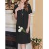 imageEkouaer Womens Nightgown Short Sleeve Sleepshirts Lace Nightshirts Button Down Sleep Dress with Pockets Casual SleepwearBlack